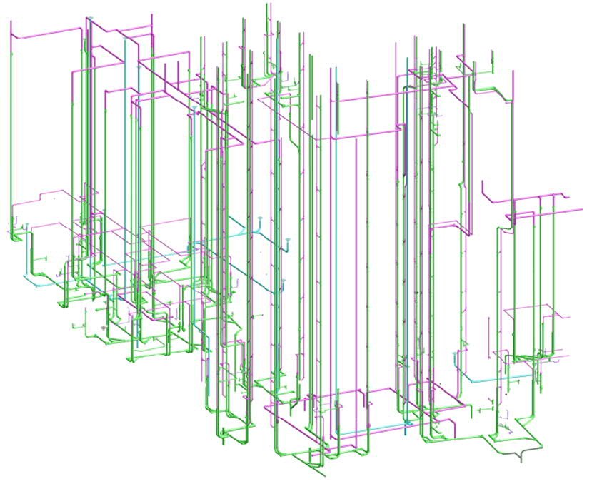 Residential public health riser stack BIM model
